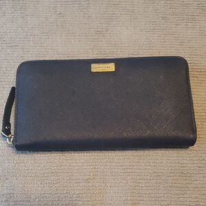 Kate Spade Blue and Gold Large Zip Wallet